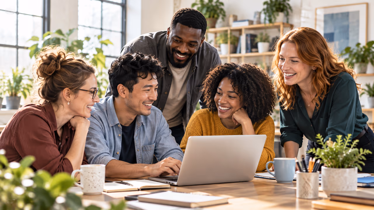 A diverse customer success team working together